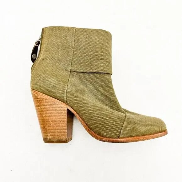 Rag & Bone Newbury Canvas Ankle Boots Olive Sz 39.5 - Picture 2 of 8